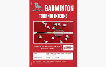 Tournoi interne 1er juin et 2 juin 2026